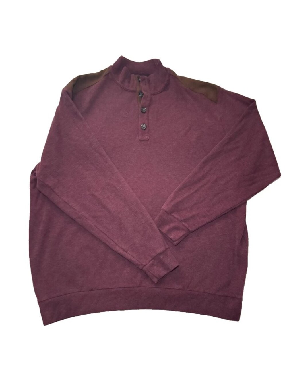 Cremieux Maroon Men's Pullover With Brown Suede Shoulder Patches Size XXL